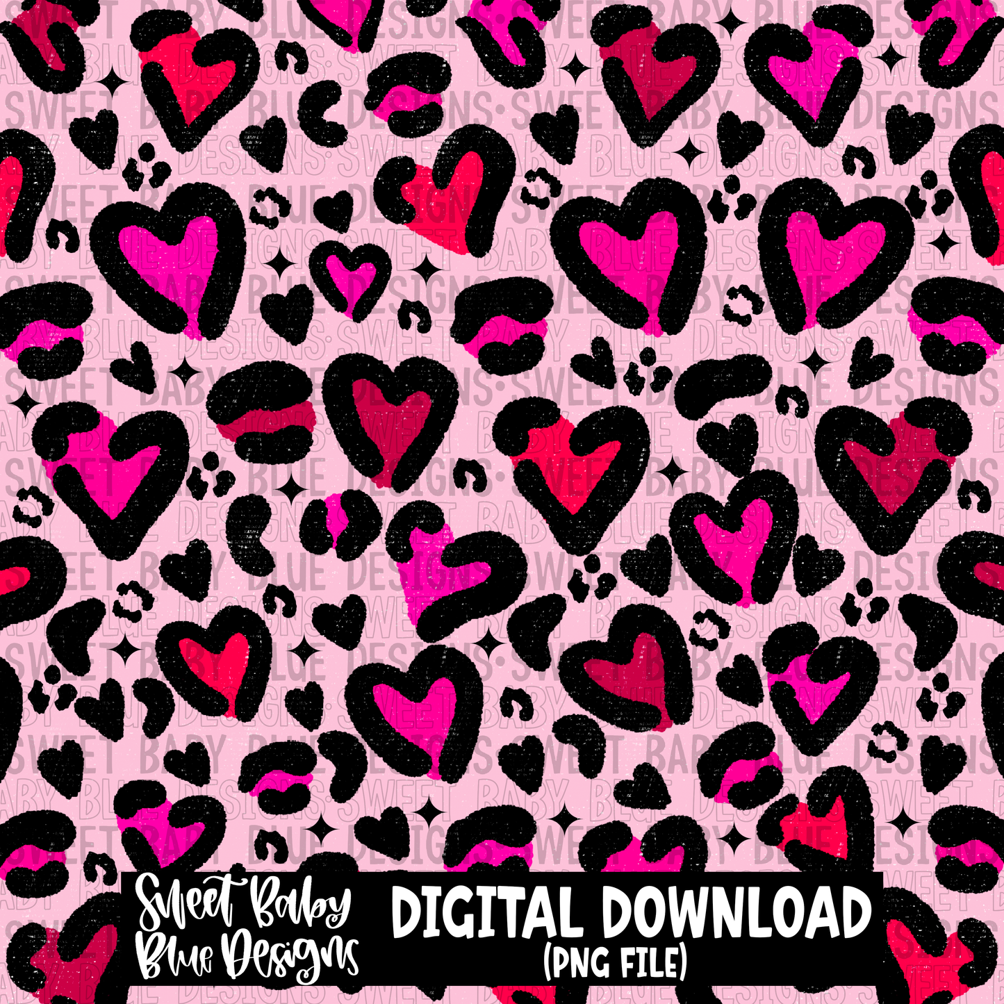 Leopard heart Pink- Digital paper- 2023 - PNG file- Digital Download
