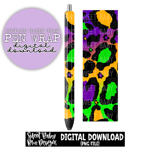 Leopard Mardi Gras - Pen wrap - 2023 - PNG file- Digital Download