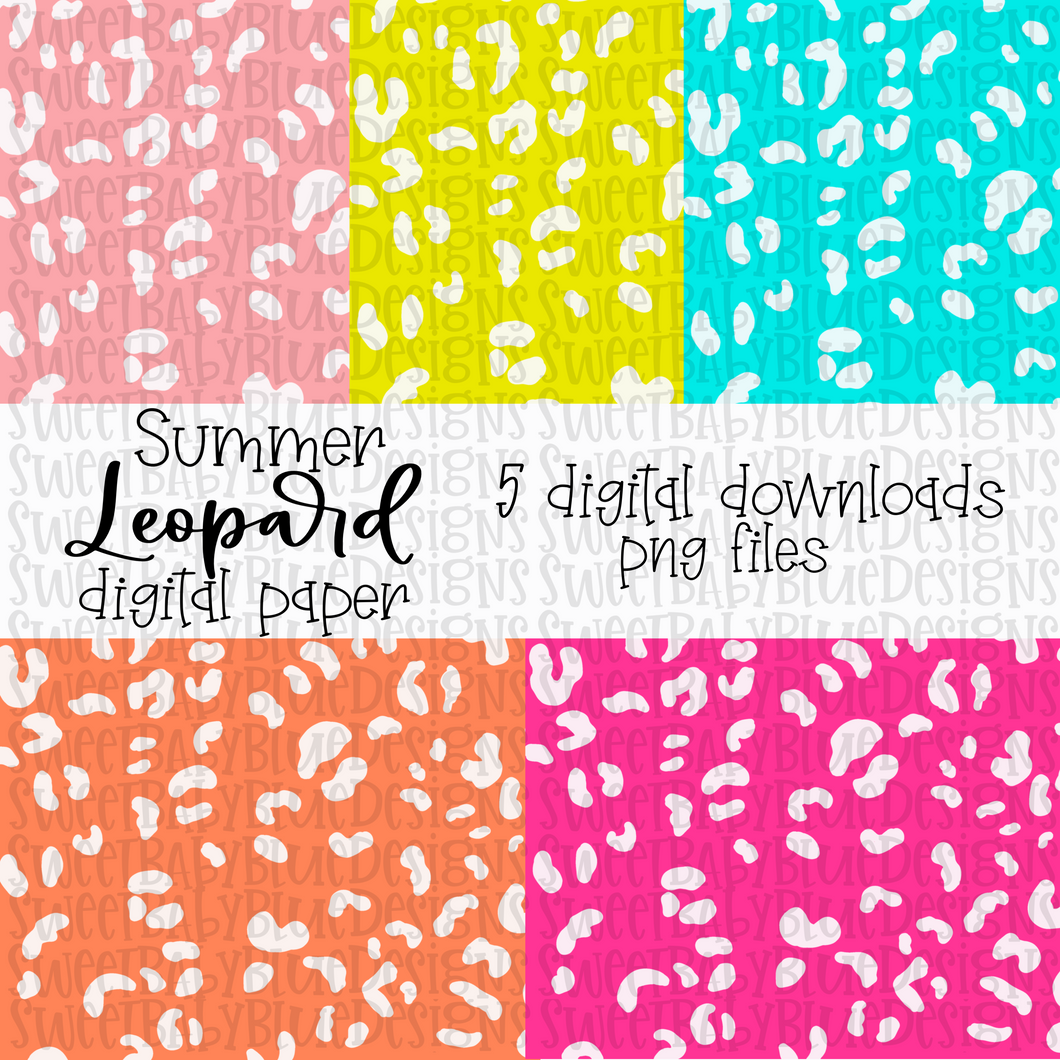 Leopard Summer Digital Paper- PNG file- Digital Download