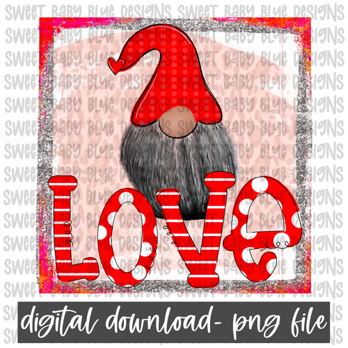 Love- Gnome- Valentine's Day- PNG file- Digital Download