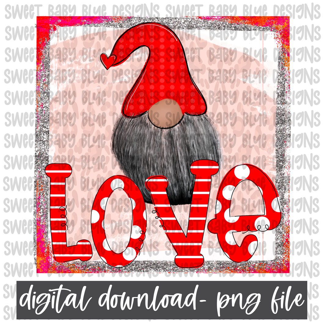 Love- Gnome- Valentine's Day- PNG file- Digital Download