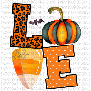 Love- Pumpkin- Candy Corn- Halloween- PNG file- Digital Download