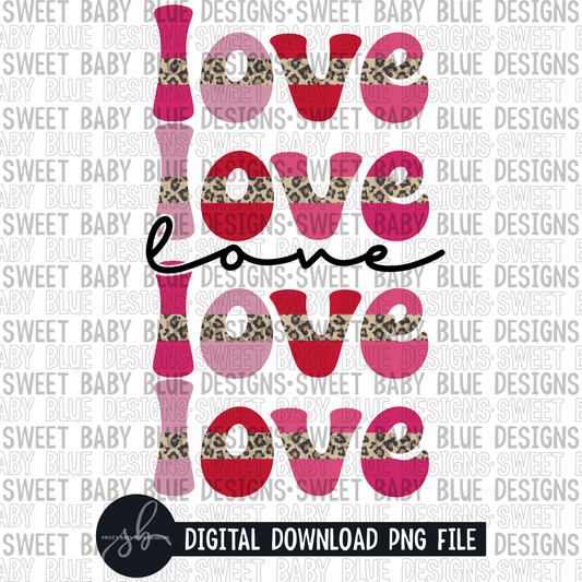 Love- stacked font- leopard-Valentine's day- 2022 - PNG file- Digital Download