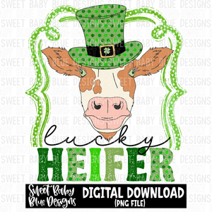 Lucky heifer- St Patrick's Day- 2023 - PNG file- Digital Download