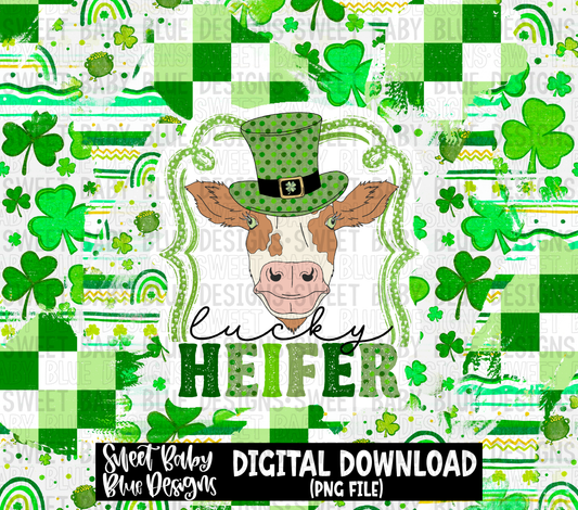 Lucky heifer- St Patrick's Day- 20 oz. skinny tumbler- 2023 -PNG file- Digital Download