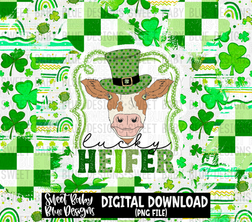 Lucky heifer- St Patrick's Day- 20 oz. skinny tumbler- 2023 -PNG file- Digital Download