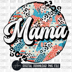 Mama- 4th of July- Leopard circle- Summer- 2022 - PNG file- Digital Download