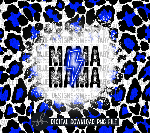 Mama- Blue leopard bolt- 20 oz. skinny tumbler- 2022 -PNG file- Digital Download