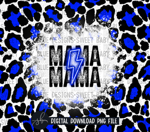 Mama- Blue leopard bolt- 20 oz. skinny tumbler- 2022 -PNG file- Digital Download