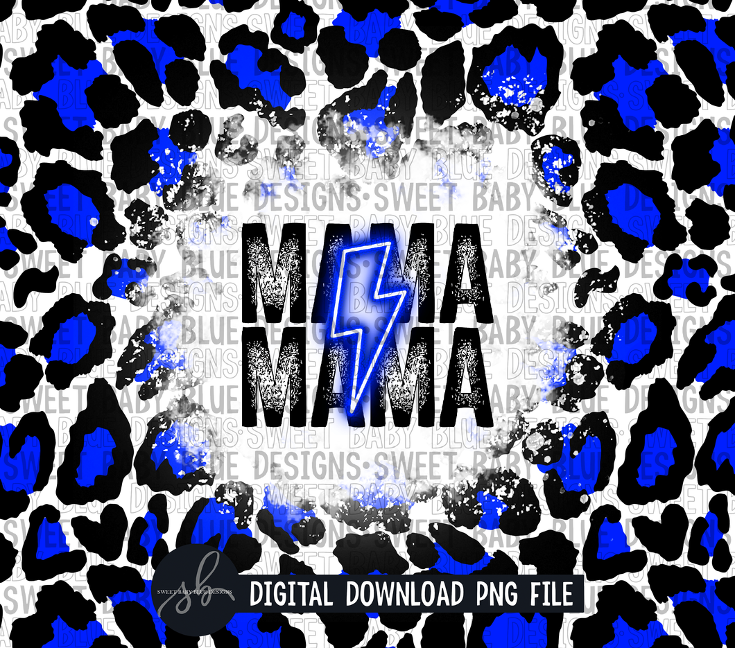 Mama- Blue leopard bolt- 20 oz. skinny tumbler- 2022 -PNG file- Digital Download