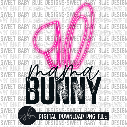 Mama bunny- Pink glow ears- 2022 - PNG file- Digital Download