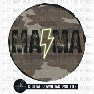 Mama- Camo circle- green bolt- 2022- PNG file- Digital Download