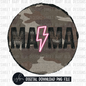 Mama- Camo circle- Pink bolt- 2022- PNG file- Digital Download