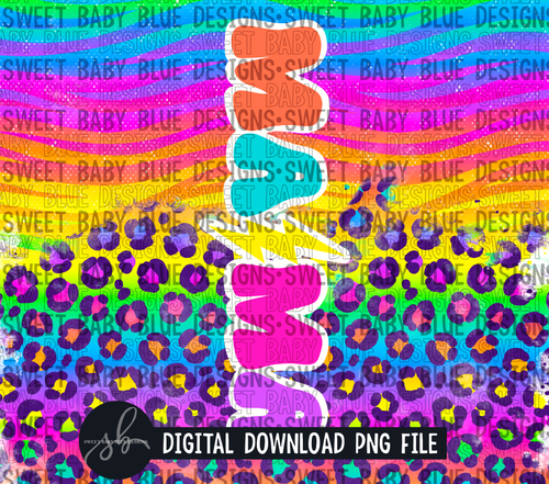 Mama- Colorful Leopard- Bolt- 20 oz. skinny tumbler- 2022 -PNG file- Digital Download