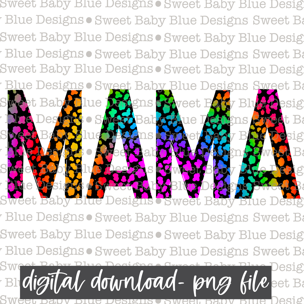 Mama- Colorful Cow print - PNG file- Digital Download