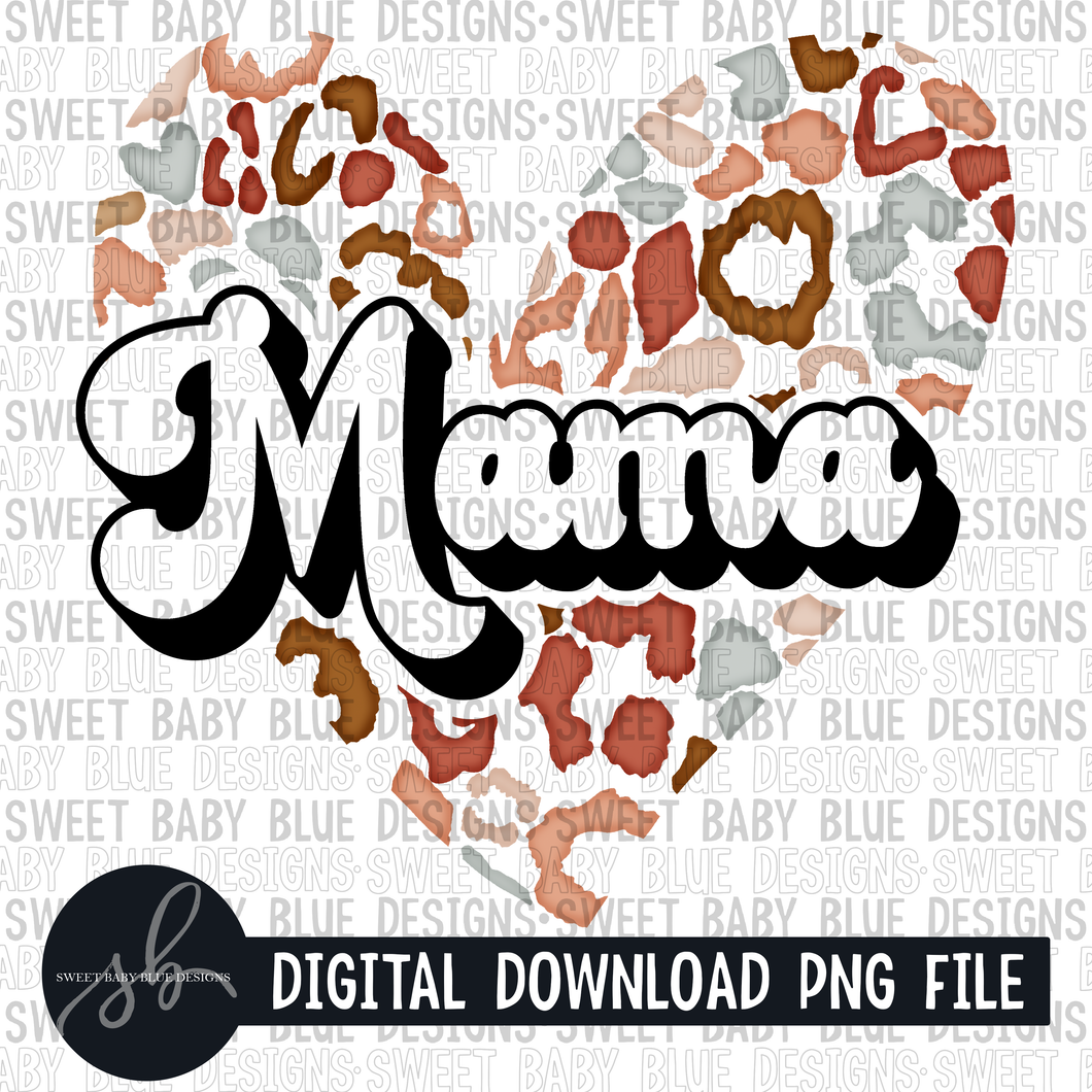 Mama- Heart leopard- 2022 - PNG file- Digital Download