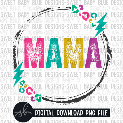 Mama- Leopard bolt- Colorful- 2022 - PNG file- Digital Download