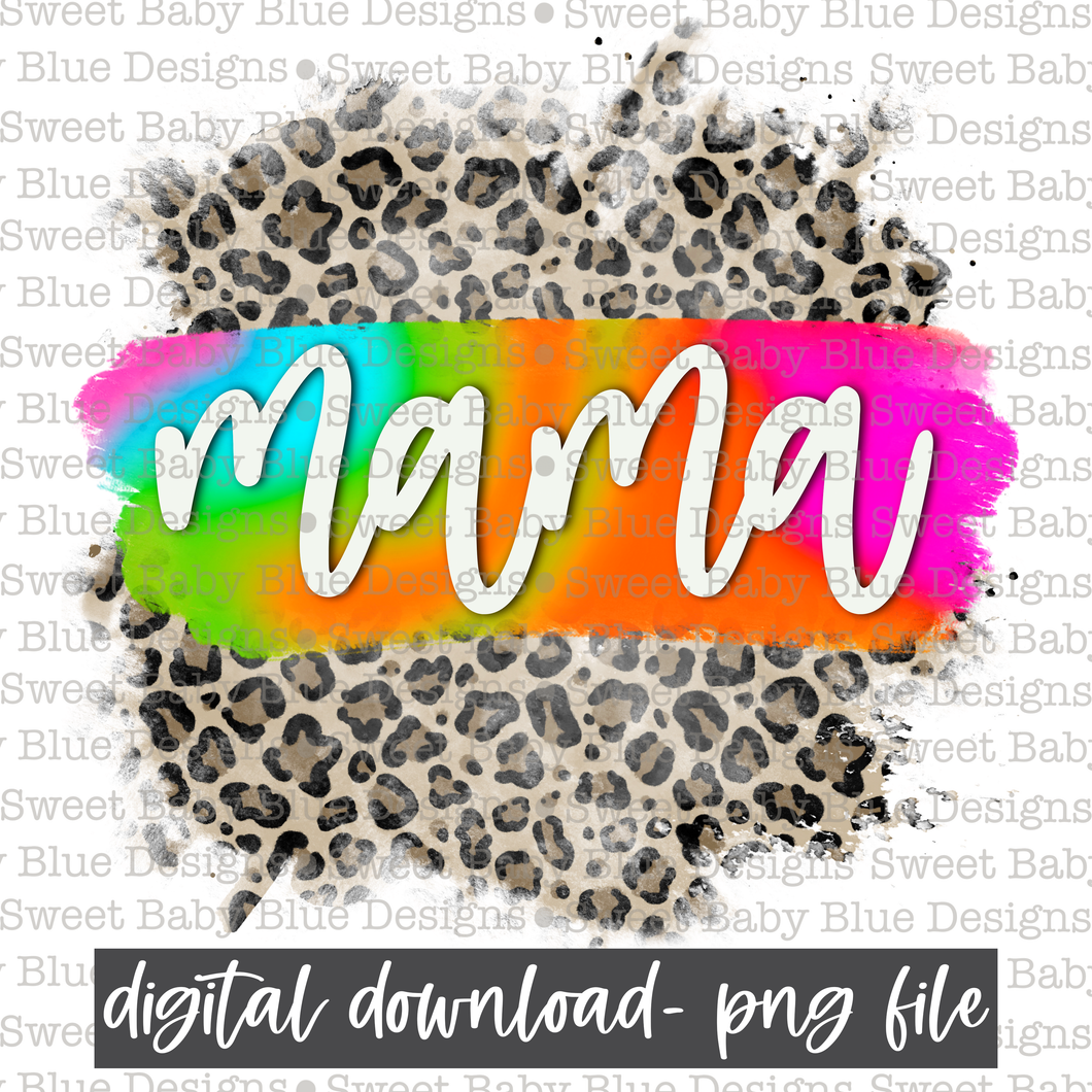Mama- Leopard backsplash- Colorful- 2021- PNG file- Digital Download