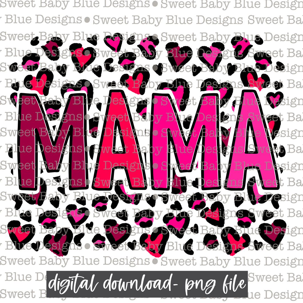 Mama- Leopard heart - 2021- Valentines day- PNG file- Digital Download