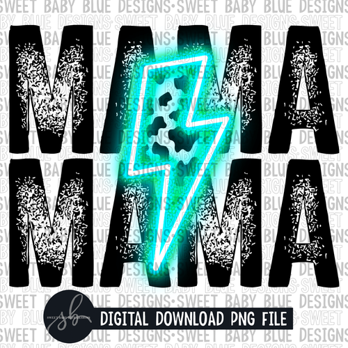 Mama- Neon- Cow print bolt- 2022 - PNG file- Digital Download