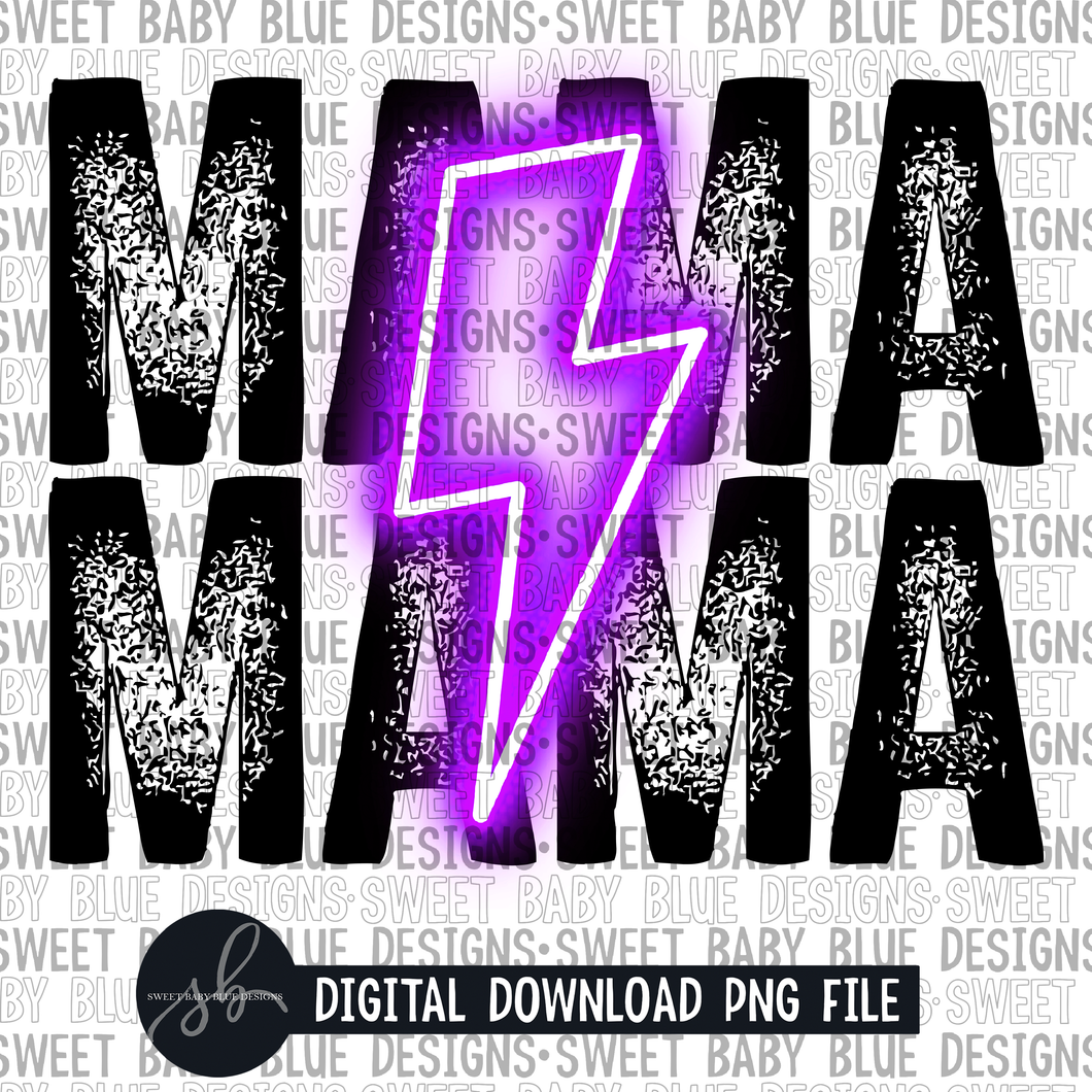 Mama- Purple bolt- 2022 -PNG file- Digital Download