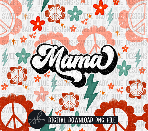 Mama- Retro bolt- 20 oz. skinny tumbler- 2022 -PNG file- Digital Download