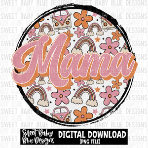 Mama- Retro circle- 2023 - PNG file- Digital Download