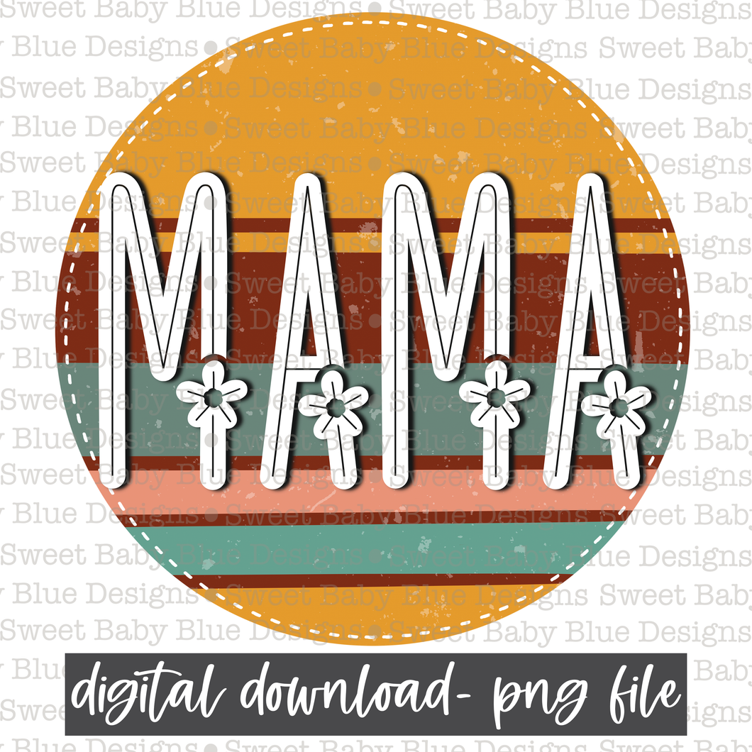 Mama- Retro circle - 2021 - PNG file- Digital Download