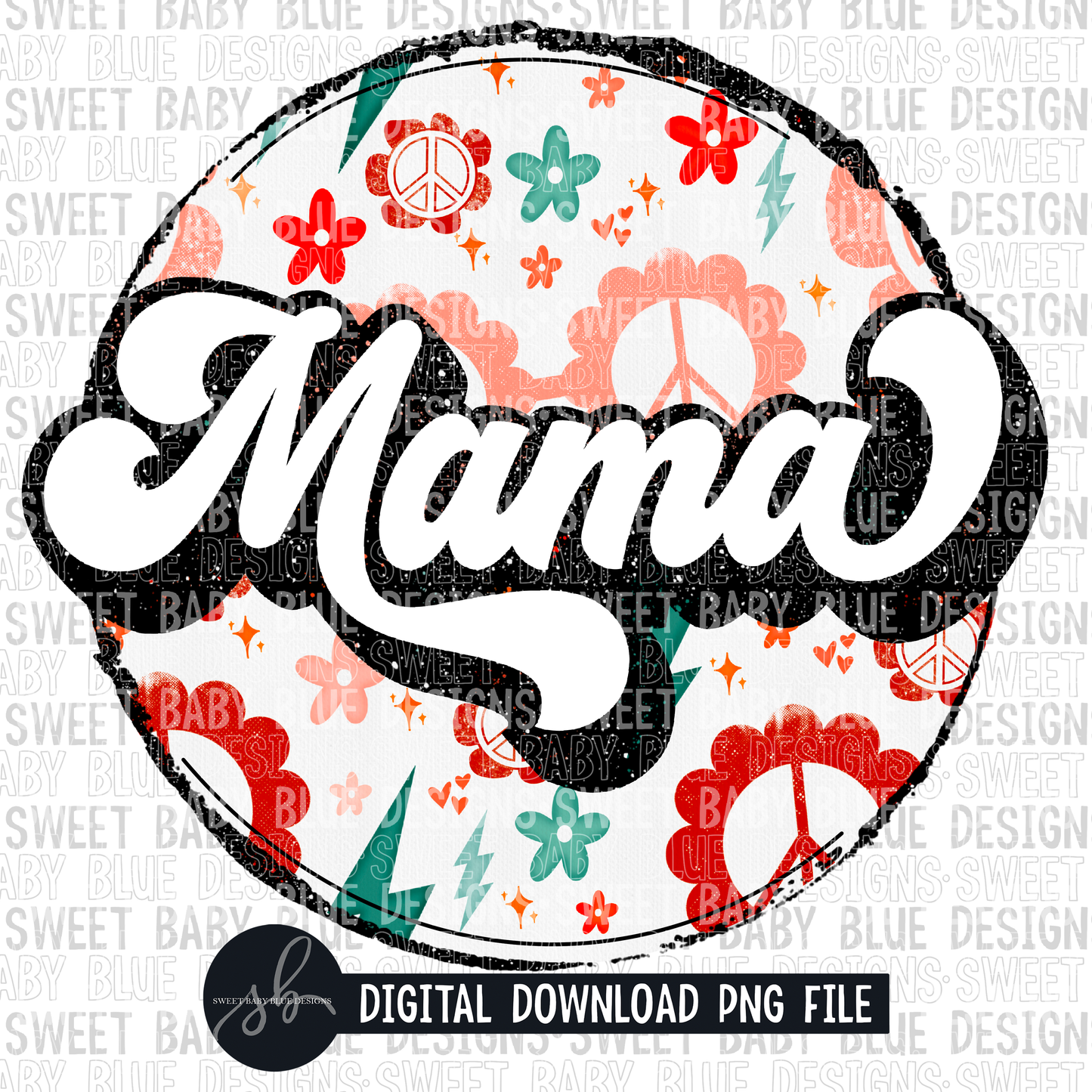 Mama- Retro circle- 2022- PNG file- Digital Download