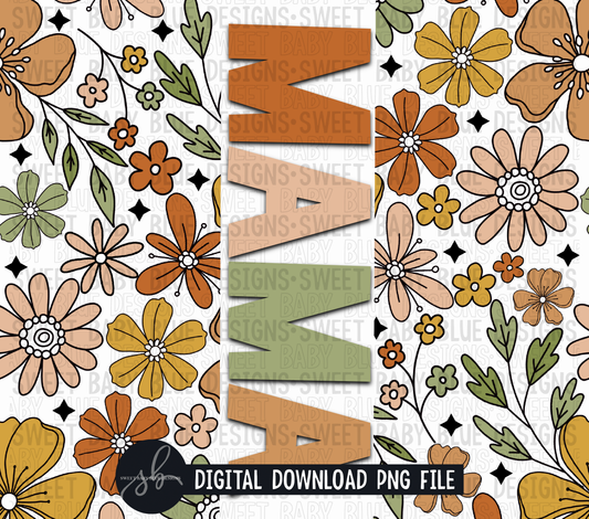 Mama- Retro floral- 20 oz. skinny tumbler- 2022 -PNG file- Digital Download