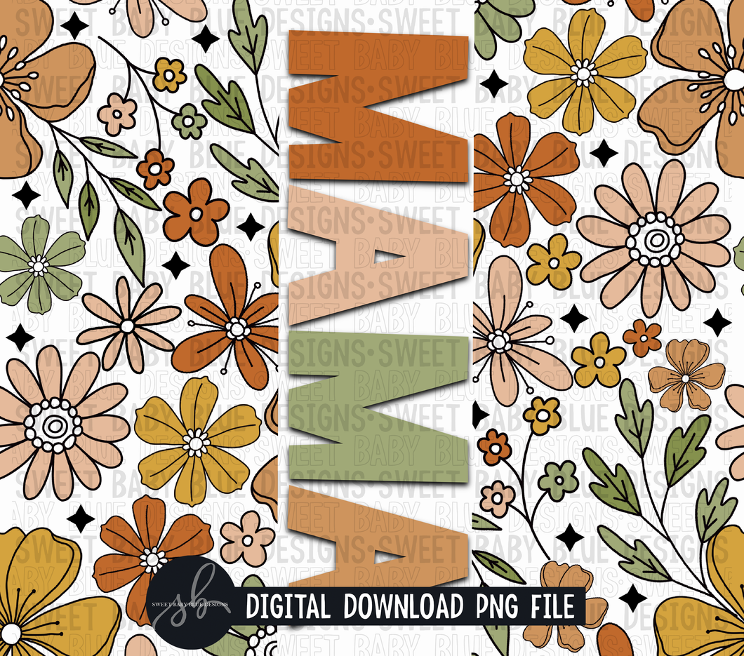 Mama- Retro floral- 20 oz. skinny tumbler- 2022 -PNG file- Digital Download