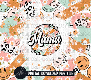Mama- Happy retro leopard- 20 oz. skinny tumbler- 2022 -PNG file- Digital Download