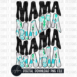 Mama- Stacked- Retro lettering- Blue- 2022- PNG file- Digital Download