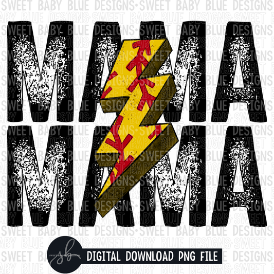 Mama- Softball bolt- 2022- PNG file- Digital Download