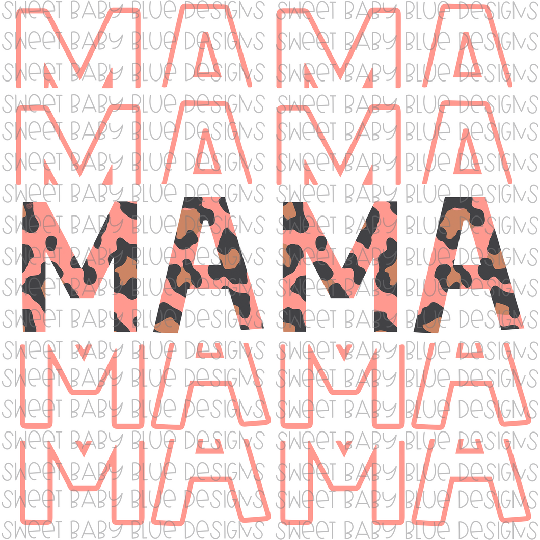 Mama- Stacked- Leopard- PNG file- Digital Download
