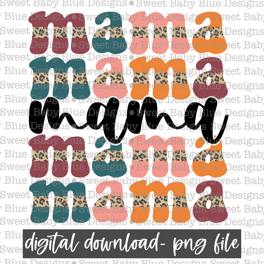 Mama- Stacked- Leopard - 2021- PNG file- Digital Download