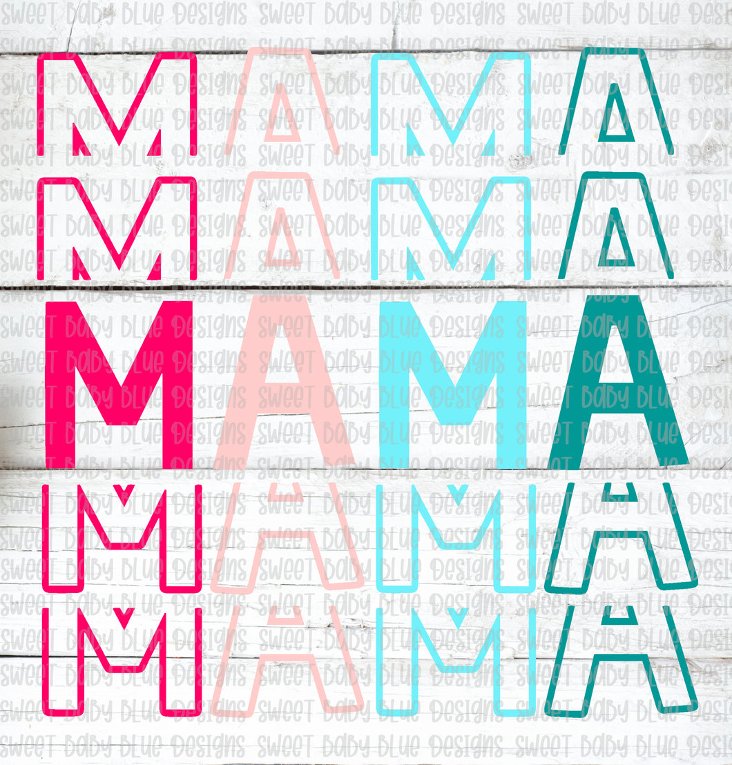 Mama- Colorful- Stacked- PNG file- Digital Download