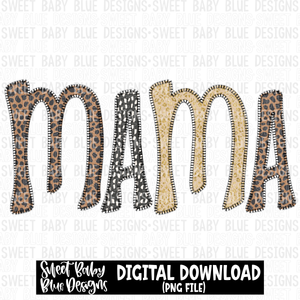 Mama- Leopard- Stitch font - 2023 - PNG file- Digital Download