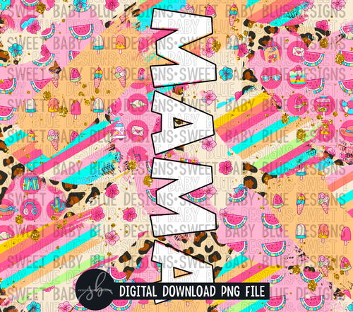 Mama- Summer brushstroke- 20 oz. skinny tumbler- 2022 -PNG file- Digital Download
