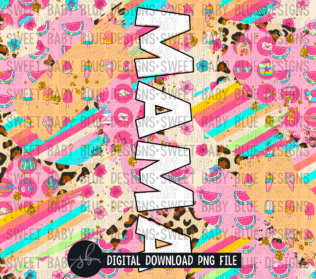 Mama- Summer brushstroke- 20 oz. skinny tumbler- 2022 -PNG file- Digital Download