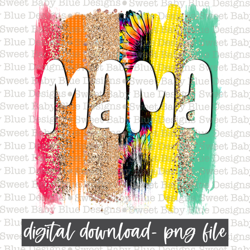 Mama- Sunflower- Brushstroke - PNG file- Digital Download