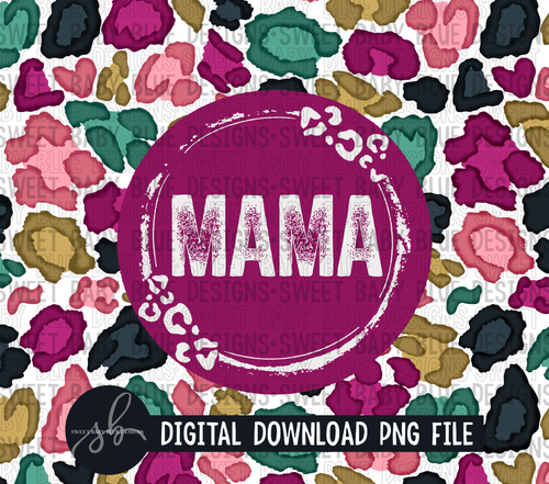 Mama- Leopard- 20 oz. skinny tumbler- 2022 -PNG file- Digital Download