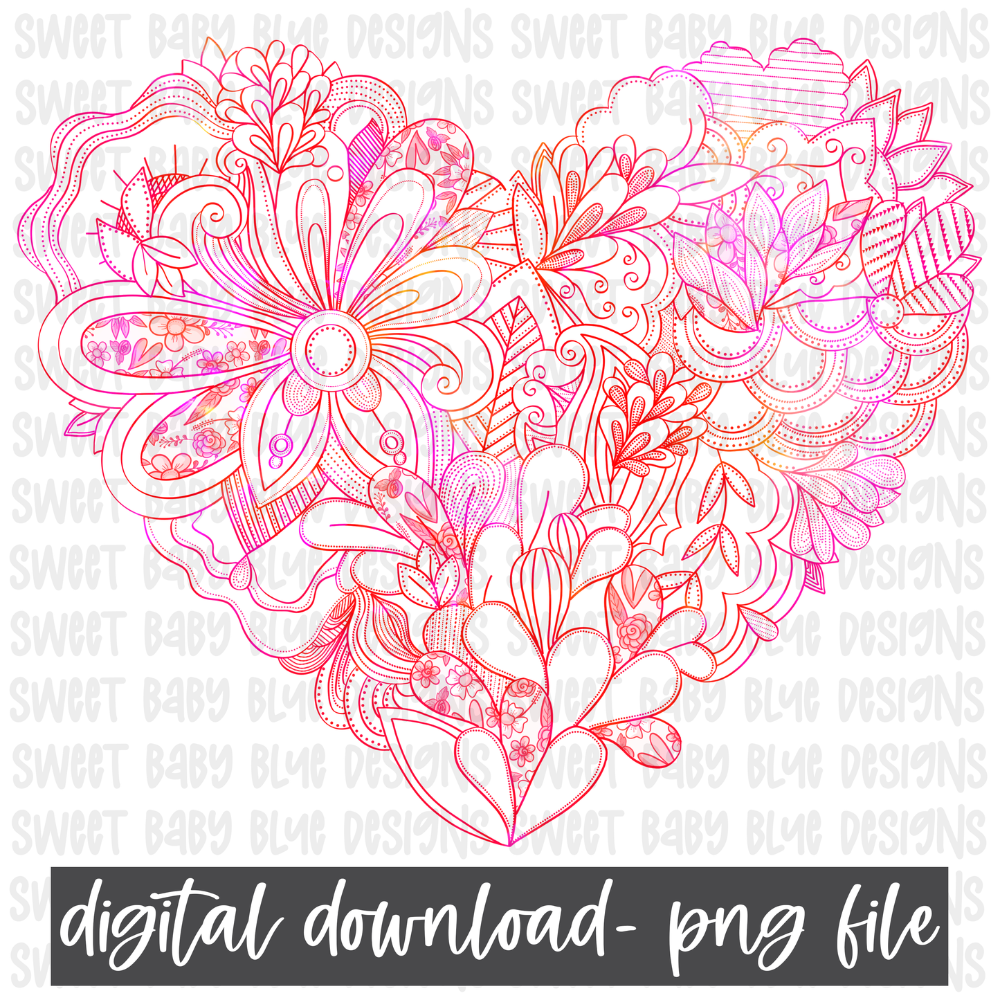 Mandala Heart- Valentine's Day- PNG file- Digital Download