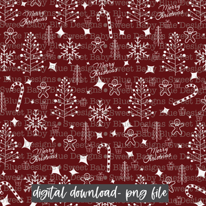 Maroon Christmas doodle-  Christmas- Digital paper-  2021- PNG file- Digital Download