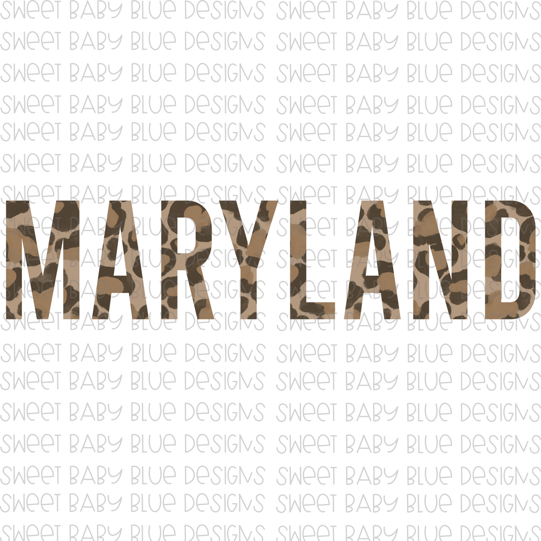 Maryland- Leopard- State- PNG file- Digital Download