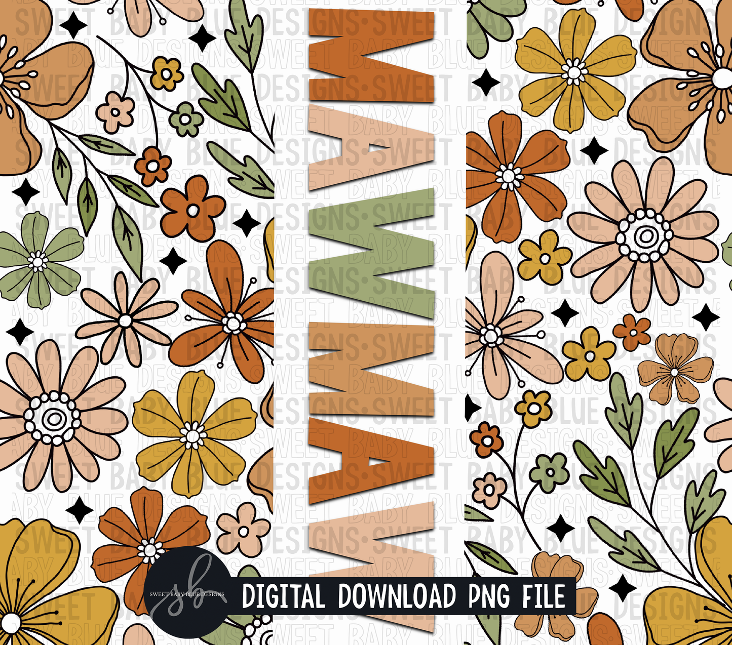 Mawmaw- Retro floral- 20 oz. skinny tumbler- 2022 -PNG file- Digital Download
