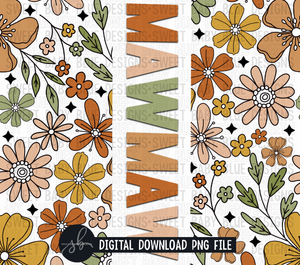 Mawmaw- Retro floral- 20 oz. skinny tumbler- 2022 -PNG file- Digital Download