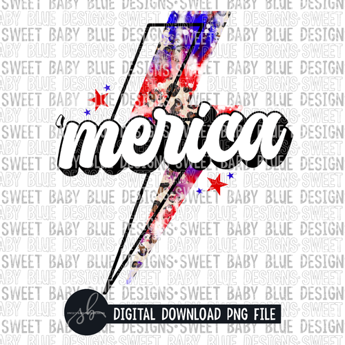 Merica- Bolt- Summer- 4th of July- 2022- PNG file- Digital Download