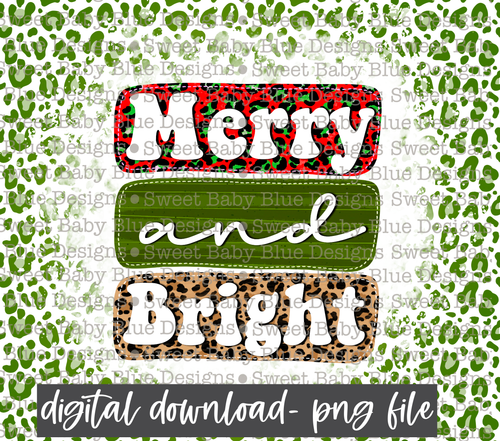 Merry and bright- Leopard- 20 oz skinny tumbler - PNG file- Digital Download