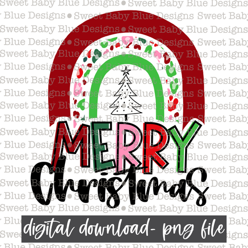 Merry Christmas- Rainbow - Christmas - 2021- PNG file- Digital Download